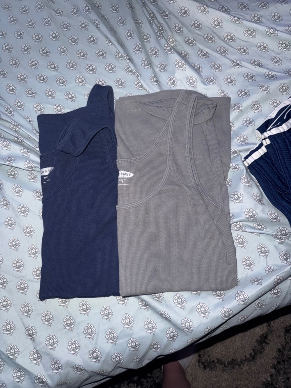Old Navy Navy Blue and Gray Ribbed Tank Tops